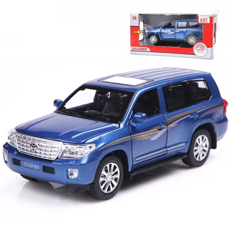 Diecast Model 1 32 Bil Toy Vehicles 15cm Blue Cruiser Collectible 4 Open Doors Children's Gift Light and Sound 230821