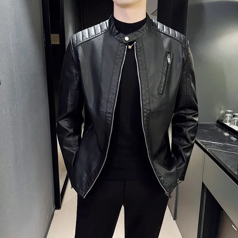 Moto leather cheap jacket men