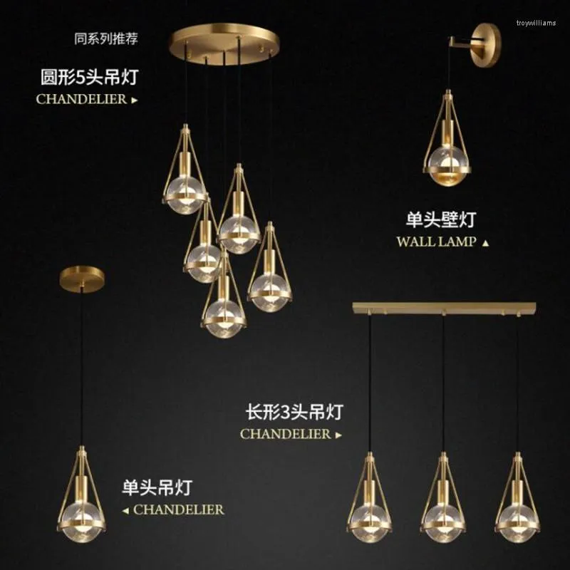 Hanglampen moderne luxe koperen kristallen lichten