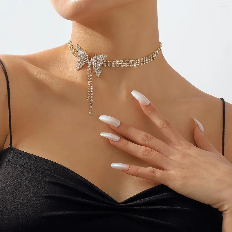 Gargantilla tendencia moda cristal mariposa clavícula cadena collares para mujeres Collar corto Collar bodas joyería fiesta regalos