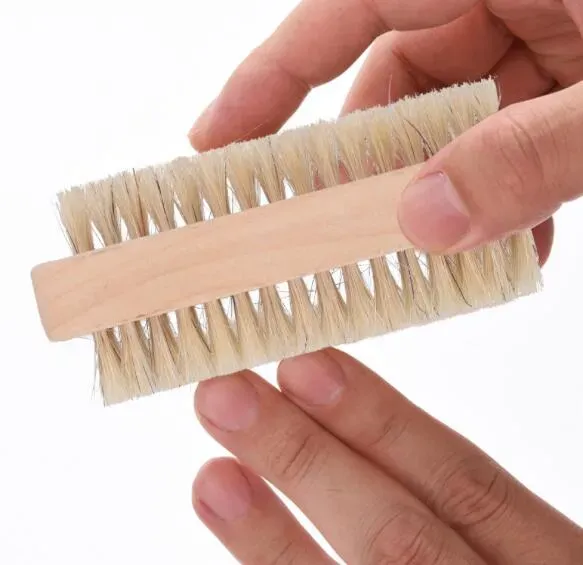 New Wood Nail Brush Two sided Natural Boar Bristles Wooden Manicure Nail Brush SPA Dual Surface Brush Hand Cleansing Brushes 10CM