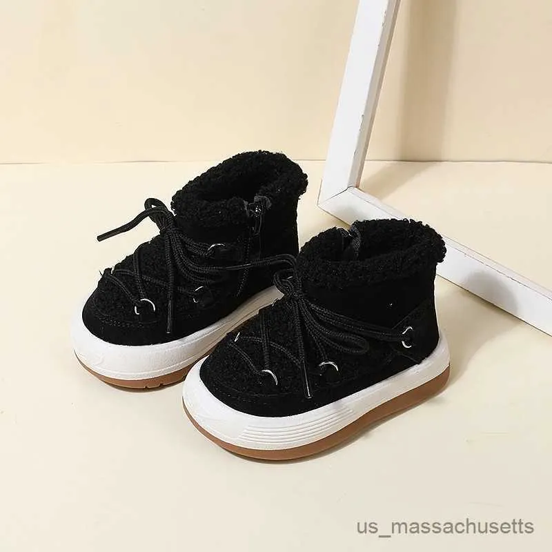 Boots Winter Baby Fashion Snow Boots with Boys Warm Plush Short Boots Soft Zip Side Fashion Toddler Girls Snow Boots R230822