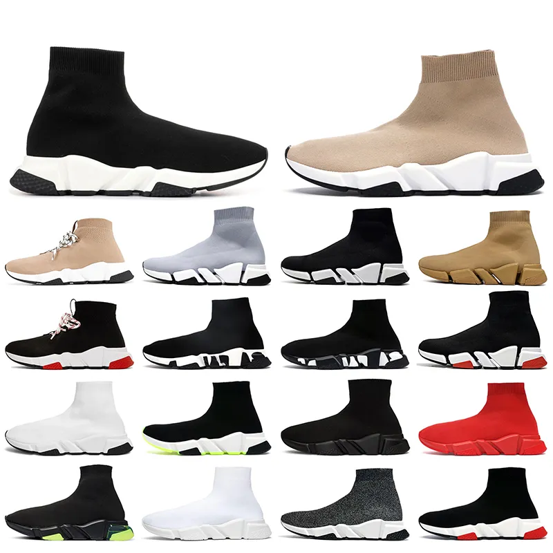 Women Mens Speed Trainer Designer Sock Shoes Casual Socks Trainers White Black Red Beige Graffiti Lace-Up Loafers Flat socks designers Sneakers size 36-45