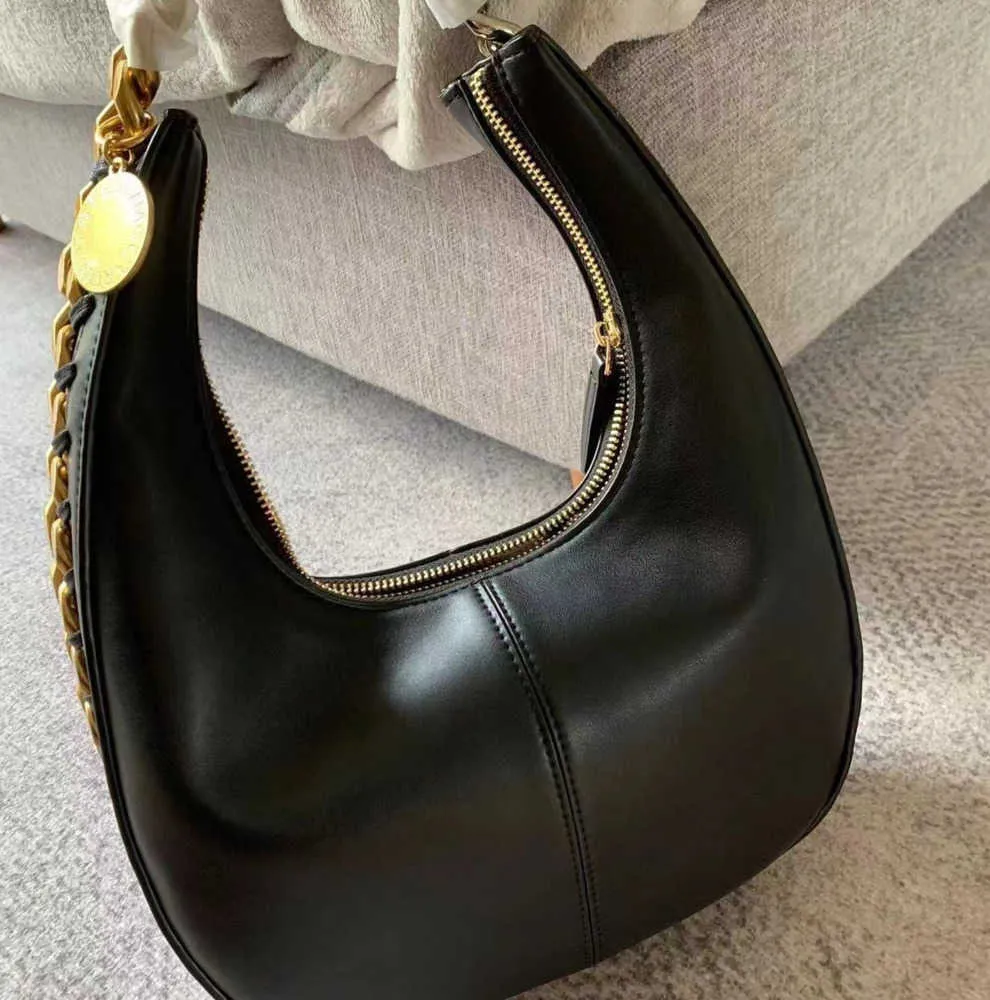 Stella Mccartney Frayme Small Zipped Shoulder Bag Women Medium Leather Lady Handbag with Purse Hobo Bags Luxury Designer Niche high sense