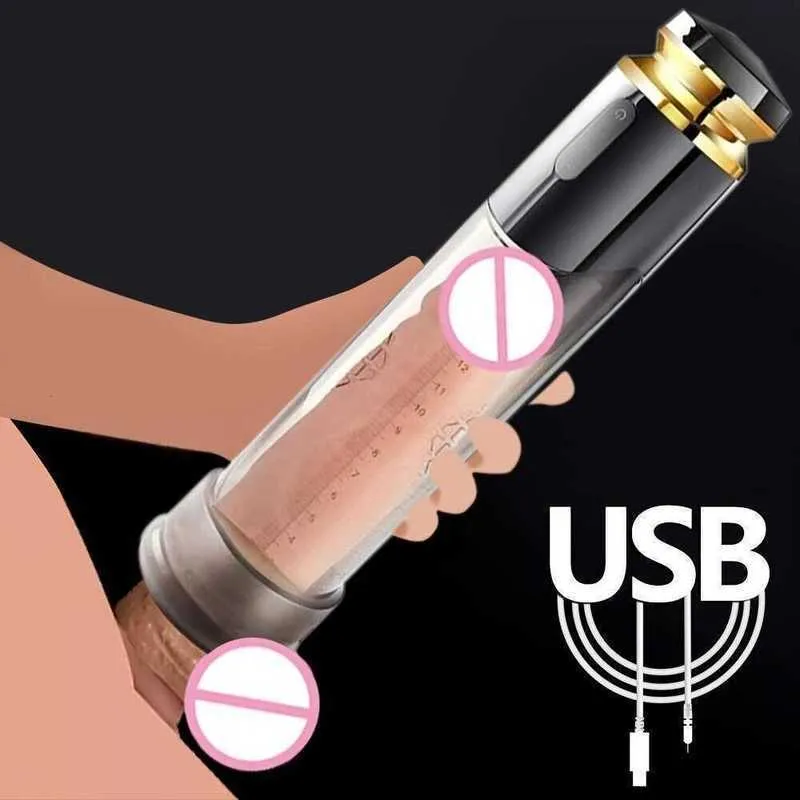 Massager Electric Penis Pump för män MANA MASTOBATOR EXTENDER PENILE VACUUM Förstoringsförstärkare Ring