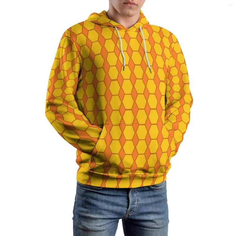 Sweat à capuche à manches longues pour hommes, imprimé ruche, décontracté, nid d'abeille, vêtements de rue, Y2k, grande taille 4XL 5XL