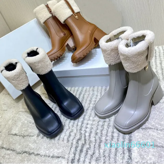 Newest Women Rain Boots Black Grey Caramel Rubber Water Shoes Ankle Boot Booties Size 35 40