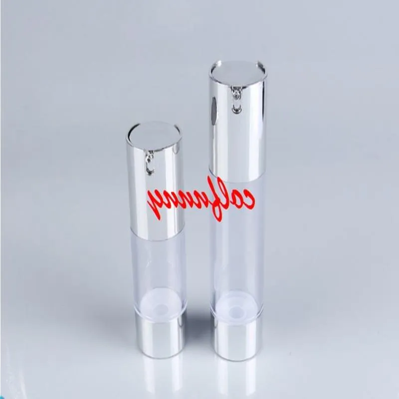 100pcs/lot Fast Shipping 15ml 30ml 50ml airless bottle with uv silver vacuum pump or lotion used for Cosmetic Container Ossnd