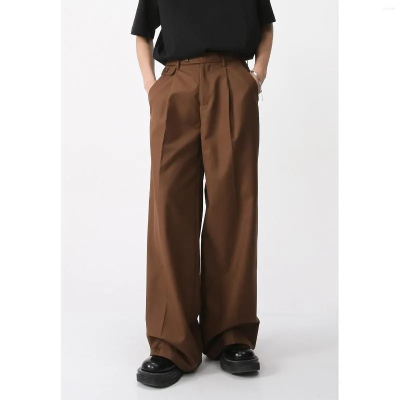 Pantalons pour hommes hommes costume solide ample Baggy décontracté pantalon à jambes larges taille haute bas droit Streetwear surdimensionné