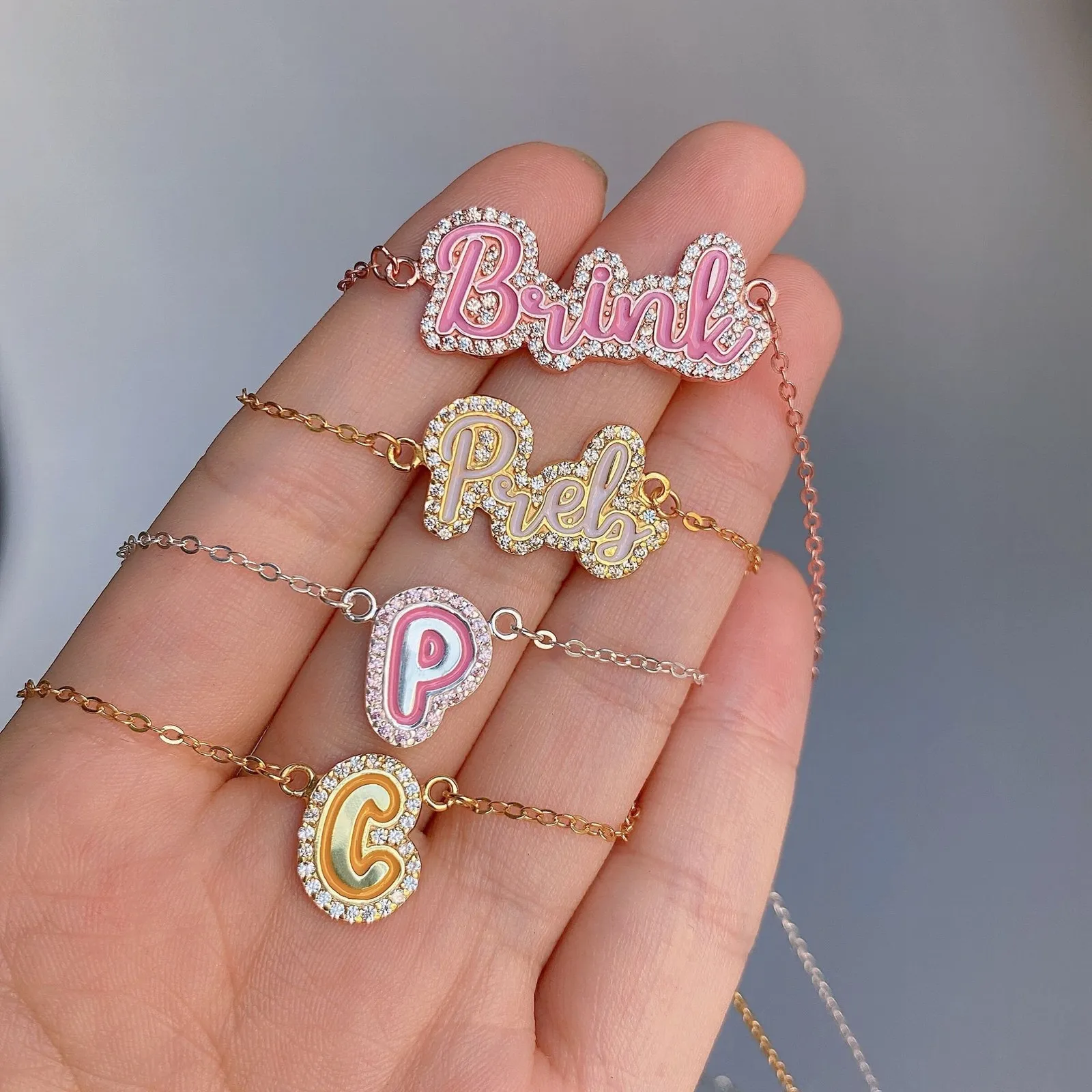 DHgate.com:Custom Rainbow Diamond Name Necklace: Sterling Silver ...