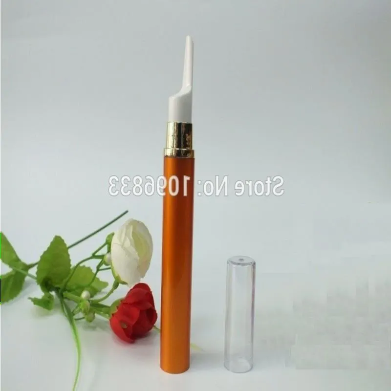 15ML 15G Orange Color Airless Bottle Pen with Massage Head Cosmetics Eye Serum Essence Lotion Packaging Bottles, 50pcs Ibnom