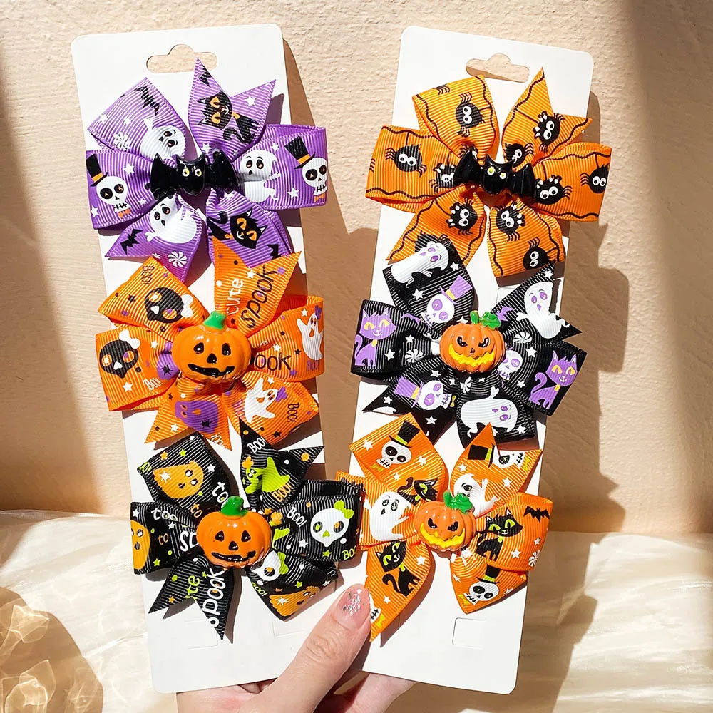 Hårtillbehör 1 Stycke Halloween Dekoration Bågar Hårklipp för barn Girls Ghost Pumpkin Pinwheel Hairpins Baby Hair Accessories Gift Wholesale 230821