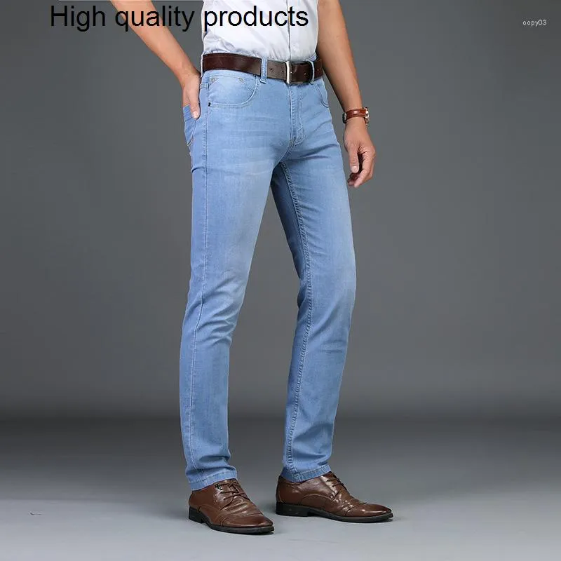 Erkekler kot skinny erkekler 2023 moda erkek iş streç denim pantolon rahat ışık mavi vintage elbise pantolon bahar yaz