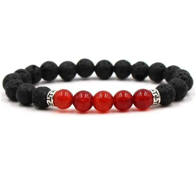 Bracciale Chakra In Pietre Naturali – Occhio Di Tigre E Lava, Elastico Regolabile 16-26 Cm, Unisex