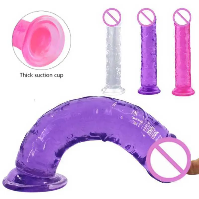 Massaggiatore Dildo realistico con ventosa Enormi vibratori in gelatina per donna Uomo Pene grande falso Plug anale anale Negozio erotico