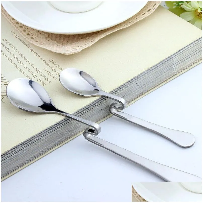 Spoons Tea Bent Spoon Stainless Steel Twisted Coffee Ice Cream Dessert Stirring Kitchen Tools Za5050 Drop Delivery Home Garden Dining Dh9Di