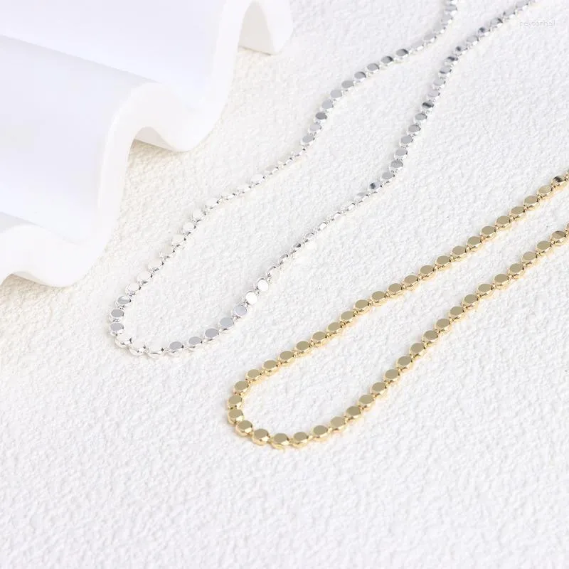 Choker Allme Simple 14k Real Gold Silver Plated Brass Beans Strand Beaded Necklace For Women Girls Statement French Smycken