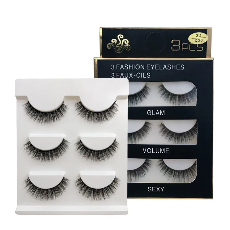 Faux cils MEISHENJIE 3 paires de faux cils naturels maquillage épais 3d cils de vison cils doux faux long 230821