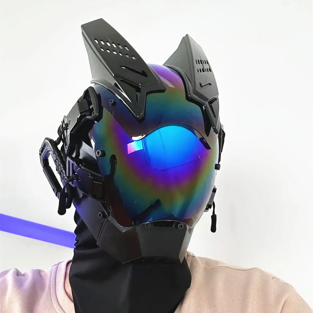 Masque Rave Bluetooth fait main, casque Cyberpunk lumineux avec image personnalisée et couleur futuriste masque complet, masque de DJ