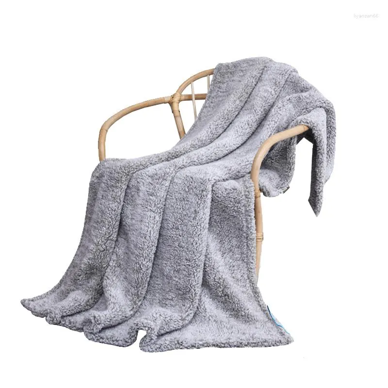 Couvertures hiver épais couverture en peau d'agneau chaud sieste modèle chambre lit coureur chevet gris vert