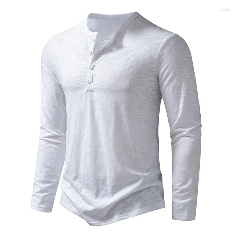 Herren -T -Shirts Henley Kragenhemd für Männer Herbst Langarm Langarm