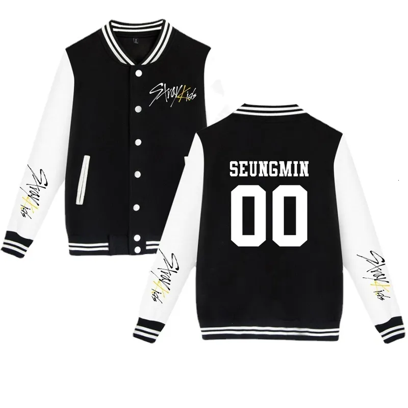 Giacche da uomo Kpop Stray Kids Baseball Jacket Bomber Giacca da donna/Men Album Giallo Spaccate Casual Spaccata Hop Hop Corean Streetwear Clothes 230821