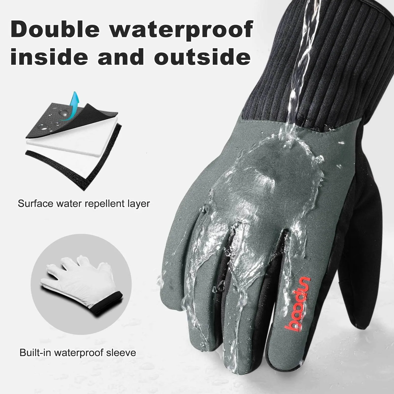 Gants d'hiver chaud imperméable à l'eau plein écran tactile gants de travail  gants d'entraînement 