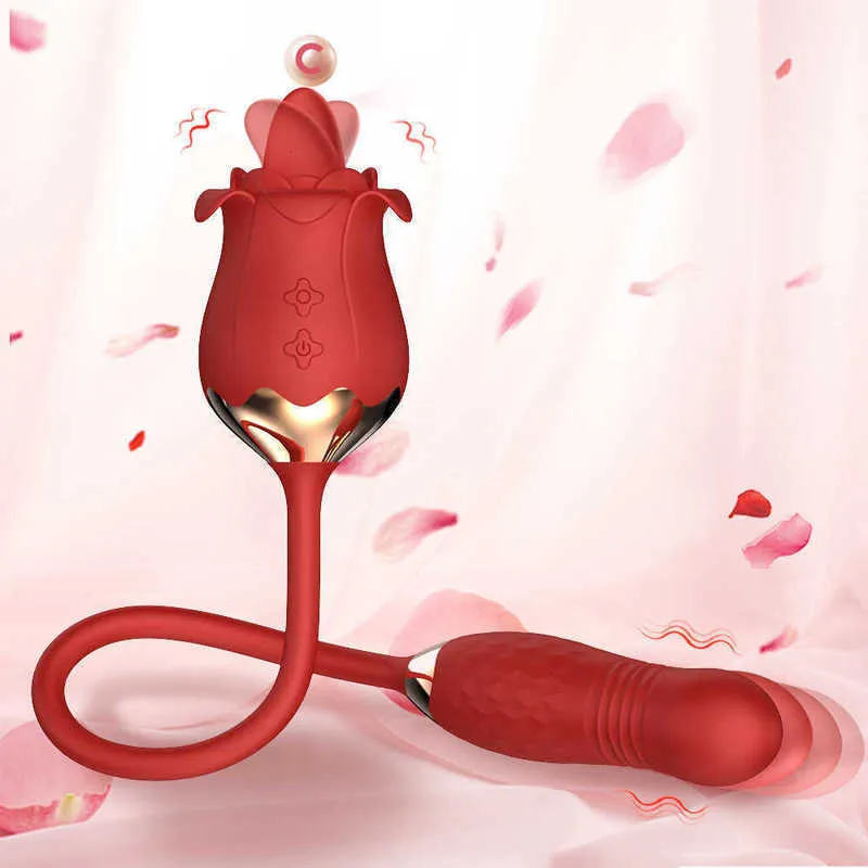 Vibromasseur à succion gode fleur de Rose pour femmes, Stimulation clitoridienne en Silicone pour adulte avec poussée du point G