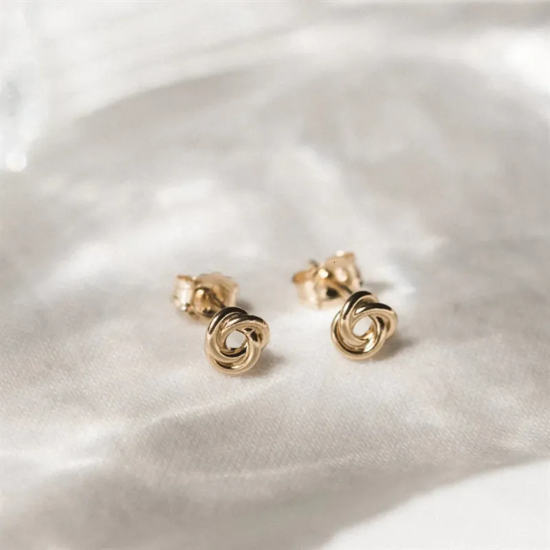 Boucles d'oreilles avec nœud d'amour rempli d'or 14 carats, bijoux délicats résistants au ternissement pour femmes, simples et imperméables, 230822