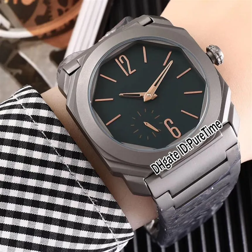 NIEUWE OCTO FINISSIMO 103011 ROSE GOUD MARK Automatische heren Watch Titanium stalen zwarte wijzerplaat roestvrijstalen sporthorloges cool pureti2489