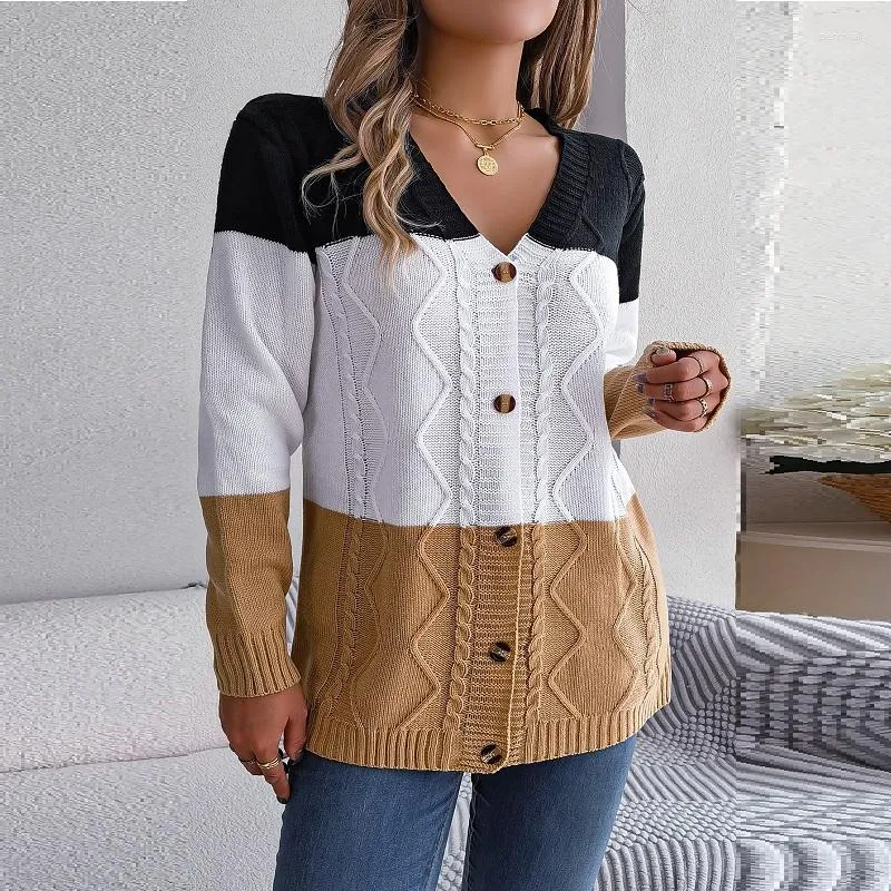 Frauen Strick Yemoggy Casual Lose Striped Strick Pullover Strickjacken Winter Cardigan 2023 V-Ausschnitt Single Breasted Full Sleeve