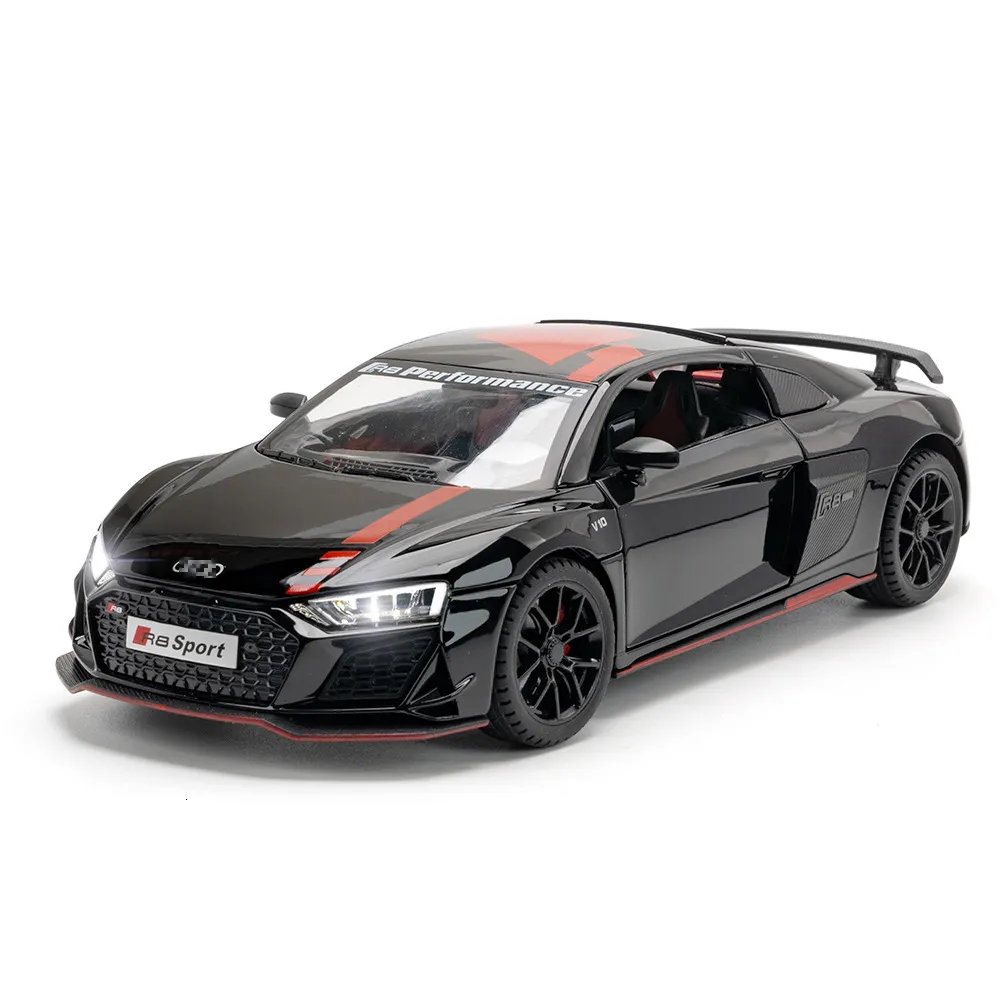 Diecast Model Mini Auto 1 24 R8 V10 гоночный сплав -автомобиль игрушечные машины металлические украшения Dimulation Childrens Boy Gift 230821