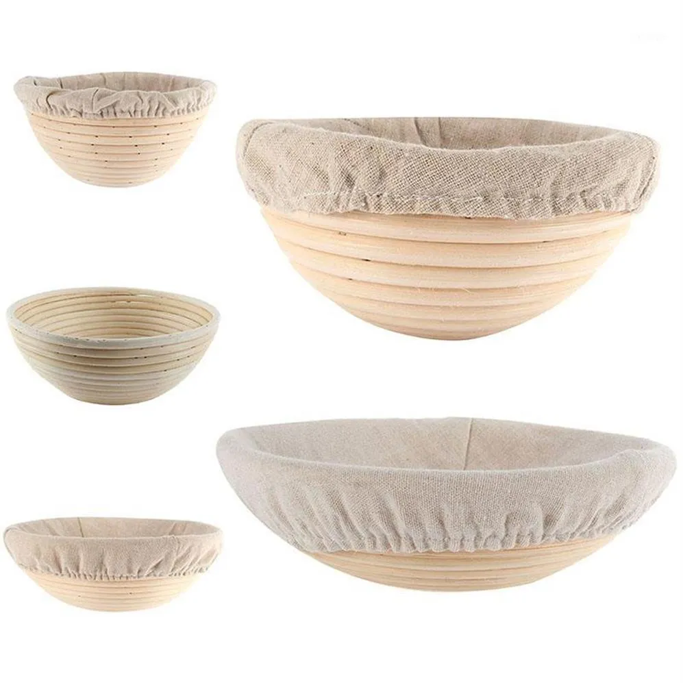 Durable Round Rattan Basket Banneton Brorm Bowl Bread Proofing Proving Baskets Kitchen New Year12155