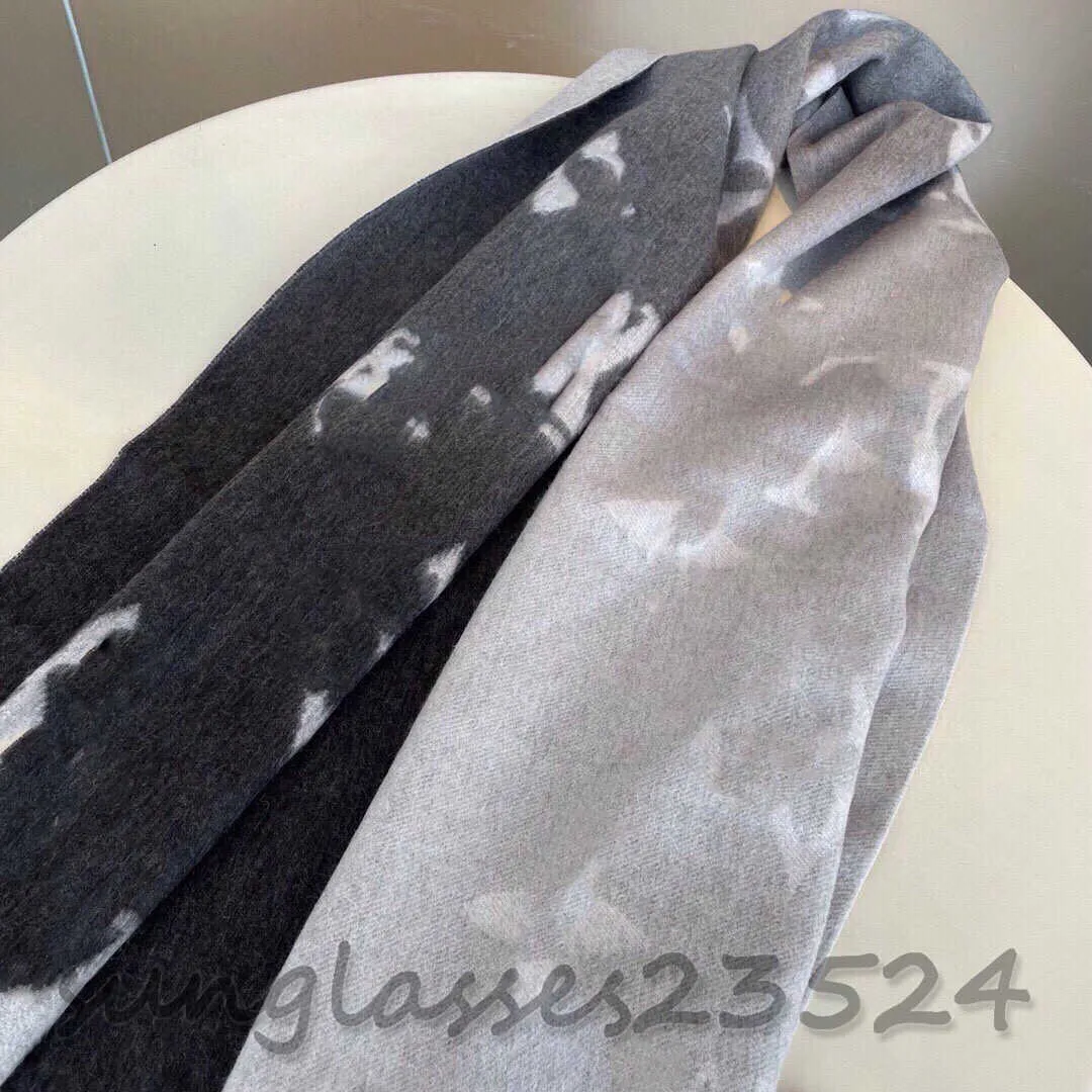 Reykjavik Gradient Cashmere Scarf, Black Gray Designer Scarf, Long sjaal, Cashmere sjaal, herfst en wintermodeartikelen, zacht en comfortabel, merklogo, 190*45cm W022