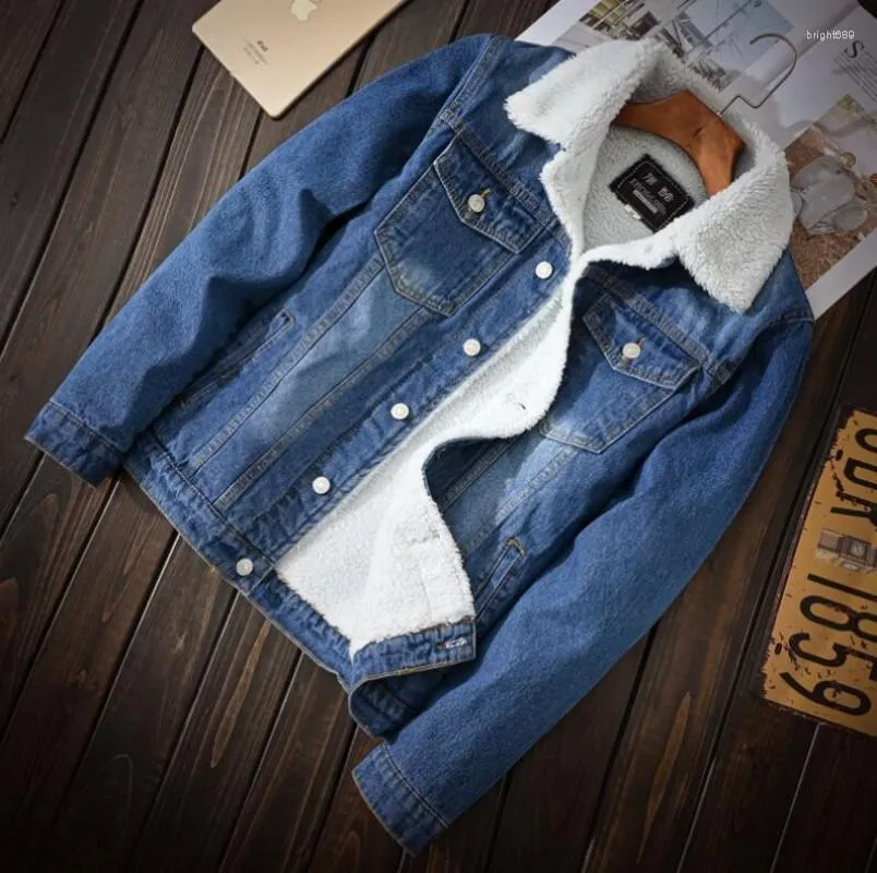 Herrjackor grossist plus size s-6xl trendig varm fleece tjock denimjacka 2023 vinter mode mens jean coat outwear manlig cowboy