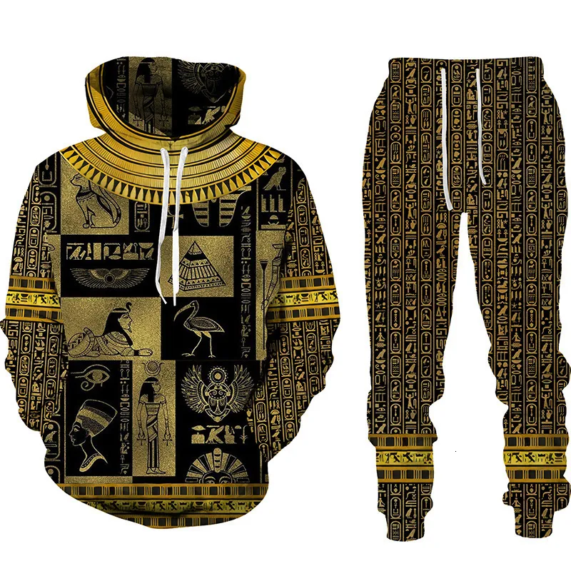 Herren Trailsuits Horus ägyptischer Gott ägyptischer Auge Pharao Anubis Hoodie Mode Herren Hoodie Hosen 2 Stücke Herren Frühling und Herbstpullover Set 230822