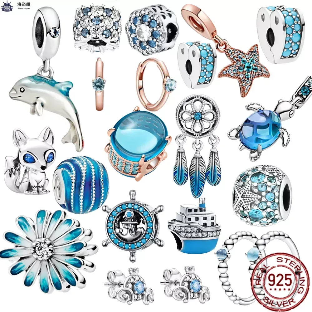 925 Sterling Srebrny Dangle Charm Blue Lantern Sun Słońce Rodzina miłosna Forever Pead For Pandora Charms Authentic 925 Srebrne koraliki