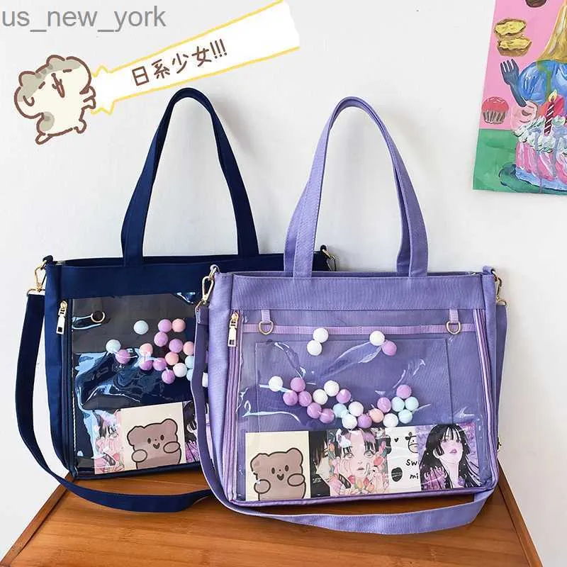 حقيبة Harajuku اليابانية ITA للنساء الجيب الشفافة ITABAG الثانوية الفتيات الموحد jk crossbody الكتف كيس mochila hkd230822