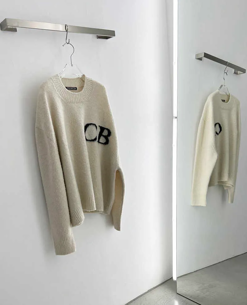 Mens Sweaters Mektubu Jakard Büyük Boy Sweatshirts Erkek Kadın Yüksek Kaliteli O-Neck Cole Buxton Örgü Sweater J2308220