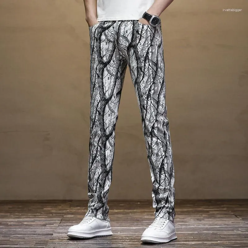 Men's Jeans 2023 Fashion High Quality Retro Summer Handsome Personality Embroidered Snake Print Pattern Pants