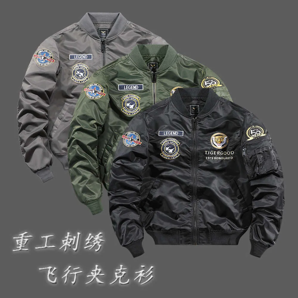 Air Force Flight Jacket Men's Jacket Spring and Autumn Work Coat Baseball Neck Top Color Black Army green Grey Yellow Size M-XXXXL