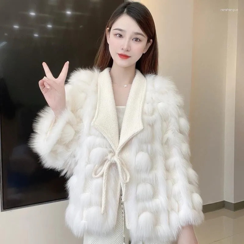 FULHA FUR ZXRYXGS Moda de malha de imitação Cardigan Cardigan Cardigan Jaqueta 2023 Autumn Winter Emperament Trend Roupas