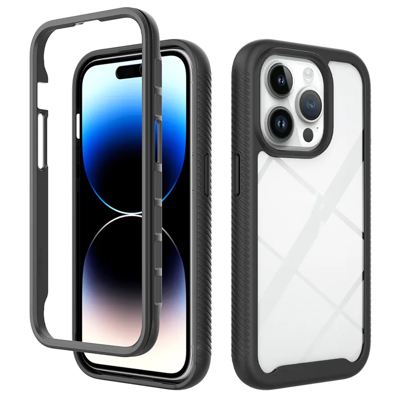 Transparent Armor Phone Case For iPhone 15 11 13 12 14 Pro Max Hybrid Soft TPU Frame and Hard Plastic Acrylic Shockproof Clear Cover Fit 14Plus 13Mini XR XsMax 8 Plus