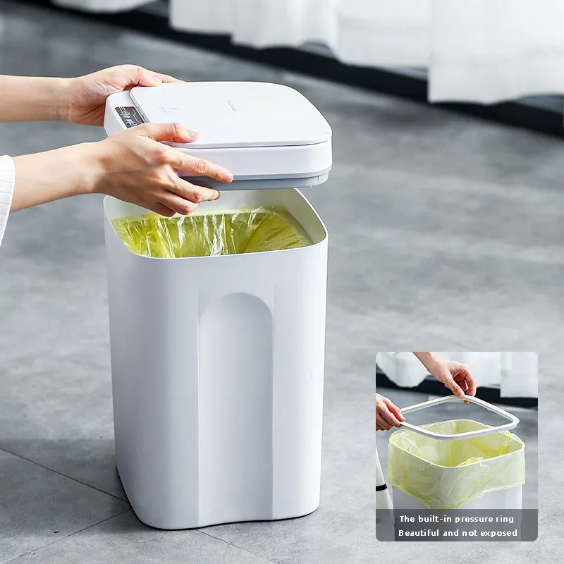 Cubo de basura con Sensor inteligente, papelera electrónica automática,  impermeable, para el baño, con tapa wth, 16L/13L