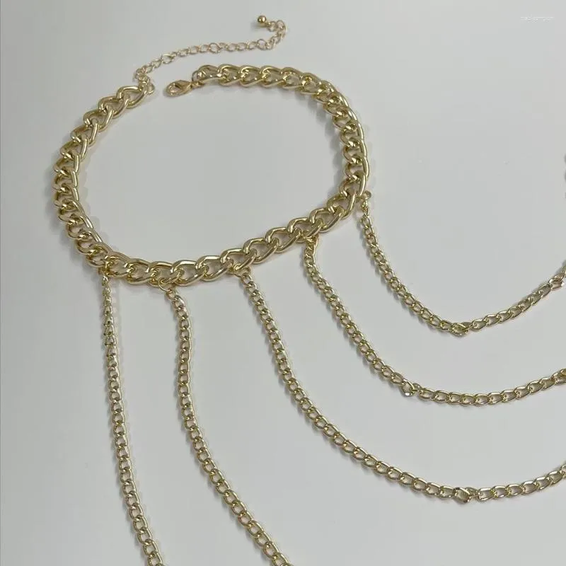 Chains Single Shoulder Tassel Neck And Geometric Body Chain_voghion.com