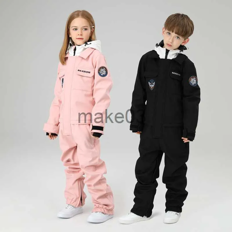 Down Coat Children Ski Suit Girls Winter Outdoor Warm Windproof Skiing Jumpsuit Boys Waterproof Snowboard Suit Kids Ski Jacket Pants Set J230823