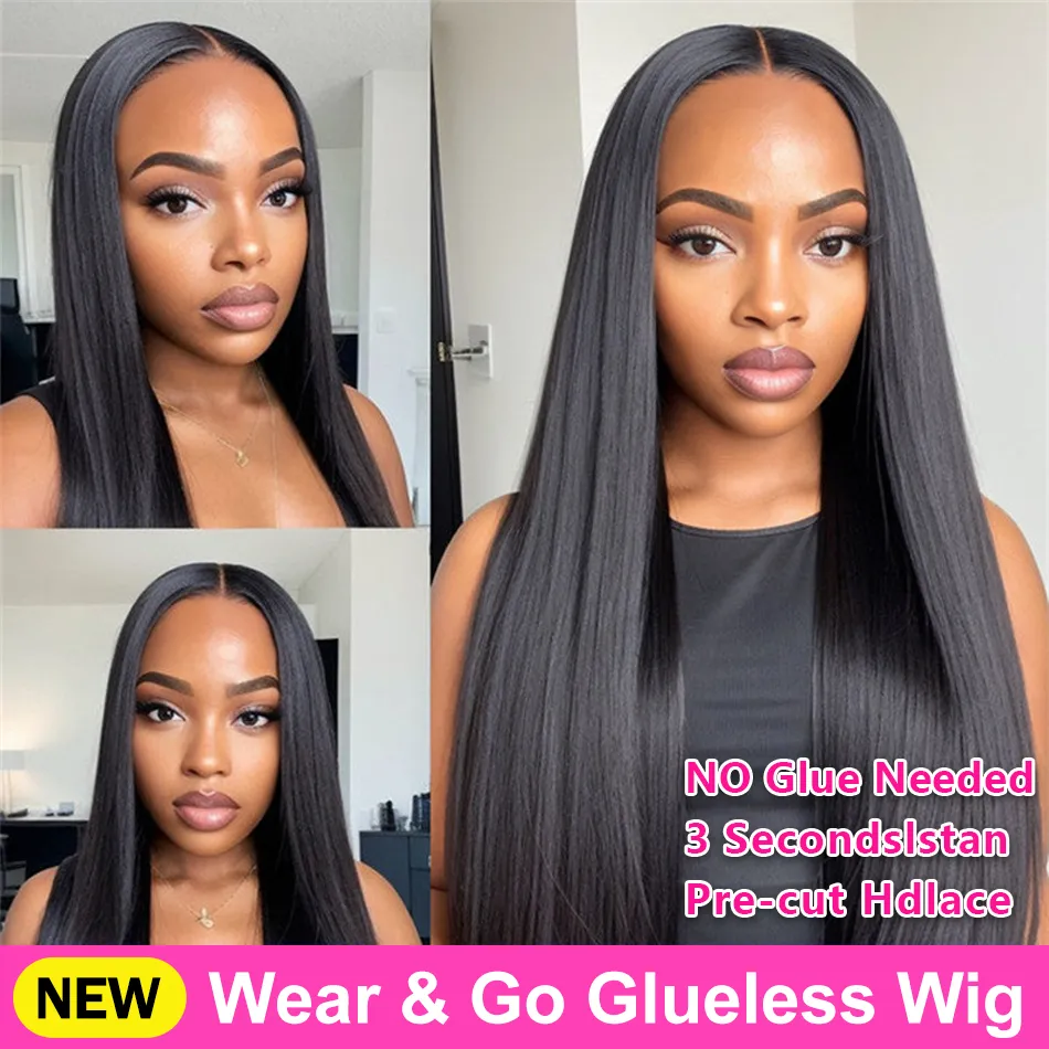 Wear Go Glueless 5x5 Closure HD Lace Straight Wig with Secure 3D Dome Cap Lace Front Wigs Human Hair Lace Frontal Wig for Women
