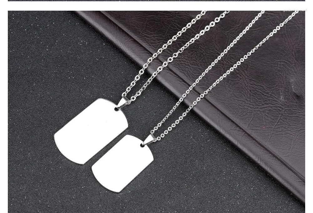 Chaînes 2pcs un ensemble en acier inoxydable plaine amry chien tag pendentif collier couple amant bijoux avec chaîne ovale