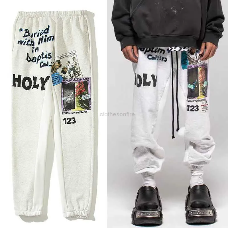 Pannelli casual Pant Streetwear Jogger Pantaloni della tuta RRR123 Alphabet Pictorial Graffiti Stampa di High Street Old Fashion Pants per un gambe rilassato da uomo allentato