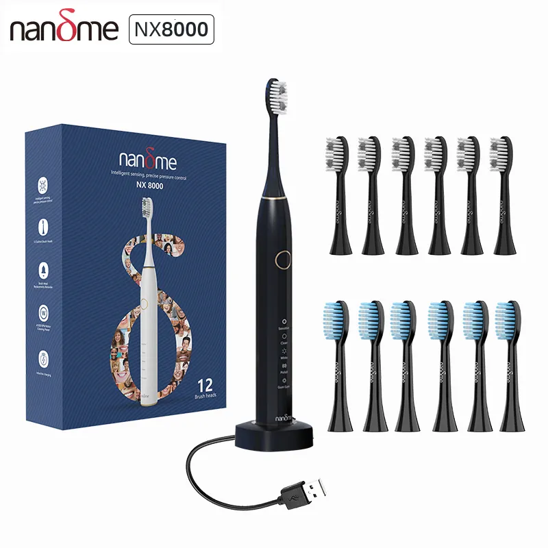 Зубная щетка Nandme NX8000 Smart Sonic Электрическая зубная щетка глубоко чистящая зубная щетка IPX7 Водонепроницаемая микропроницаемая микропроницаем